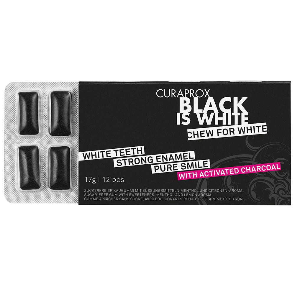 CURAPROX Black is White Kaugummi Blister mit 12 Dragees
