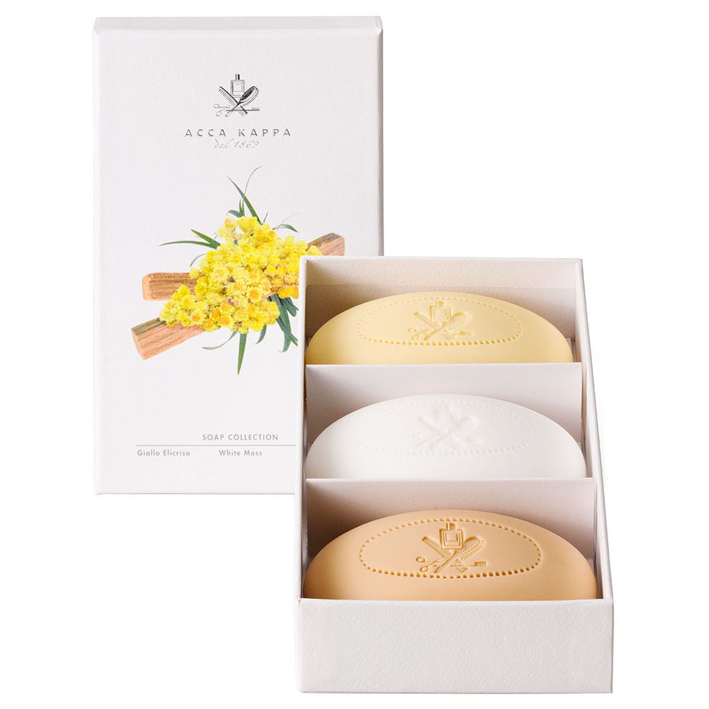 Acca Kappa Soap Set White Moss, Giallo Elicriso & Sandalwood 3 x 150 g