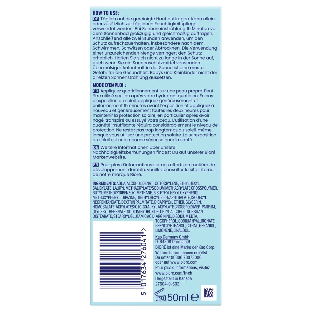BIORÉ UV Leichtes Feuchtigkeitsfluid LSF 50 50 ml