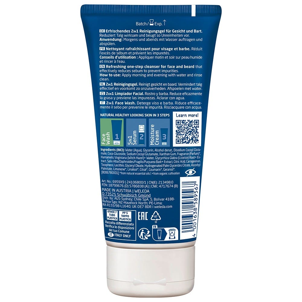 Weleda For Men 2in1 Face Wash 30 ml