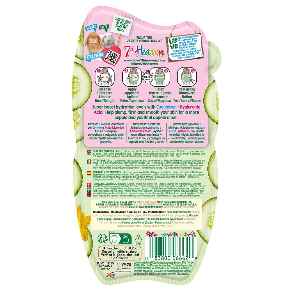 7th Heaven Cucumber Peel-Off with Hyaluronic Acid 10 ml
