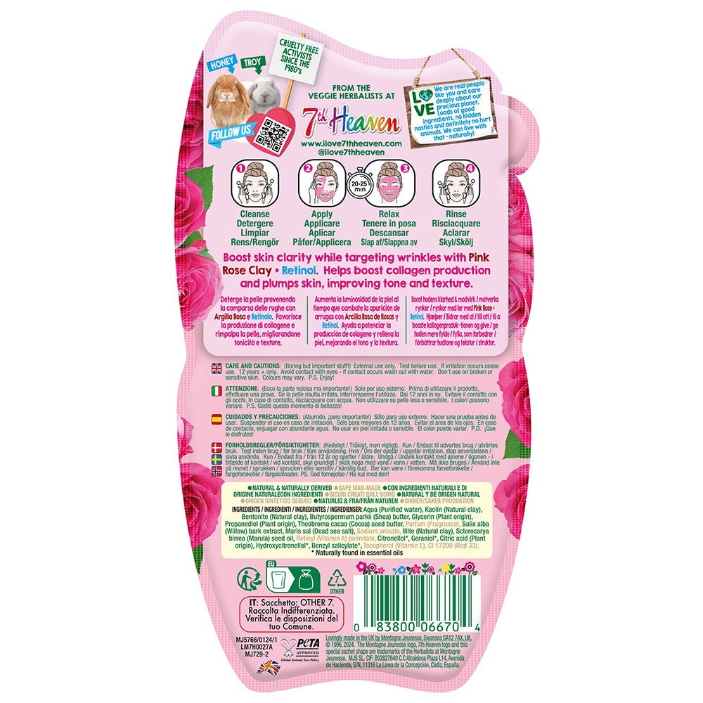 7th Heaven Pink Rose Clay with Retinol 15 g