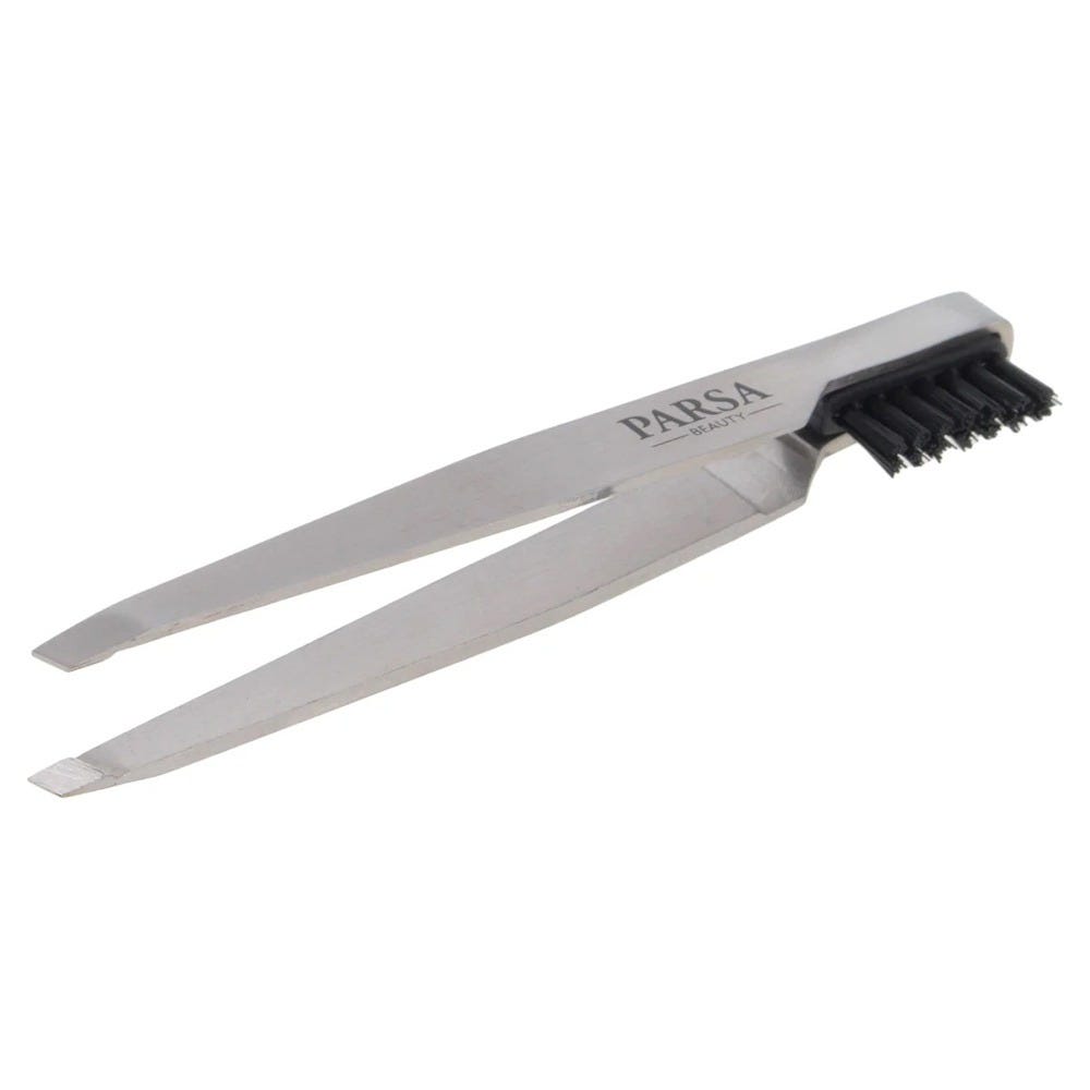 PARSA Beauty Pinzette mit Augenbrauenbürstchen 2 in 1