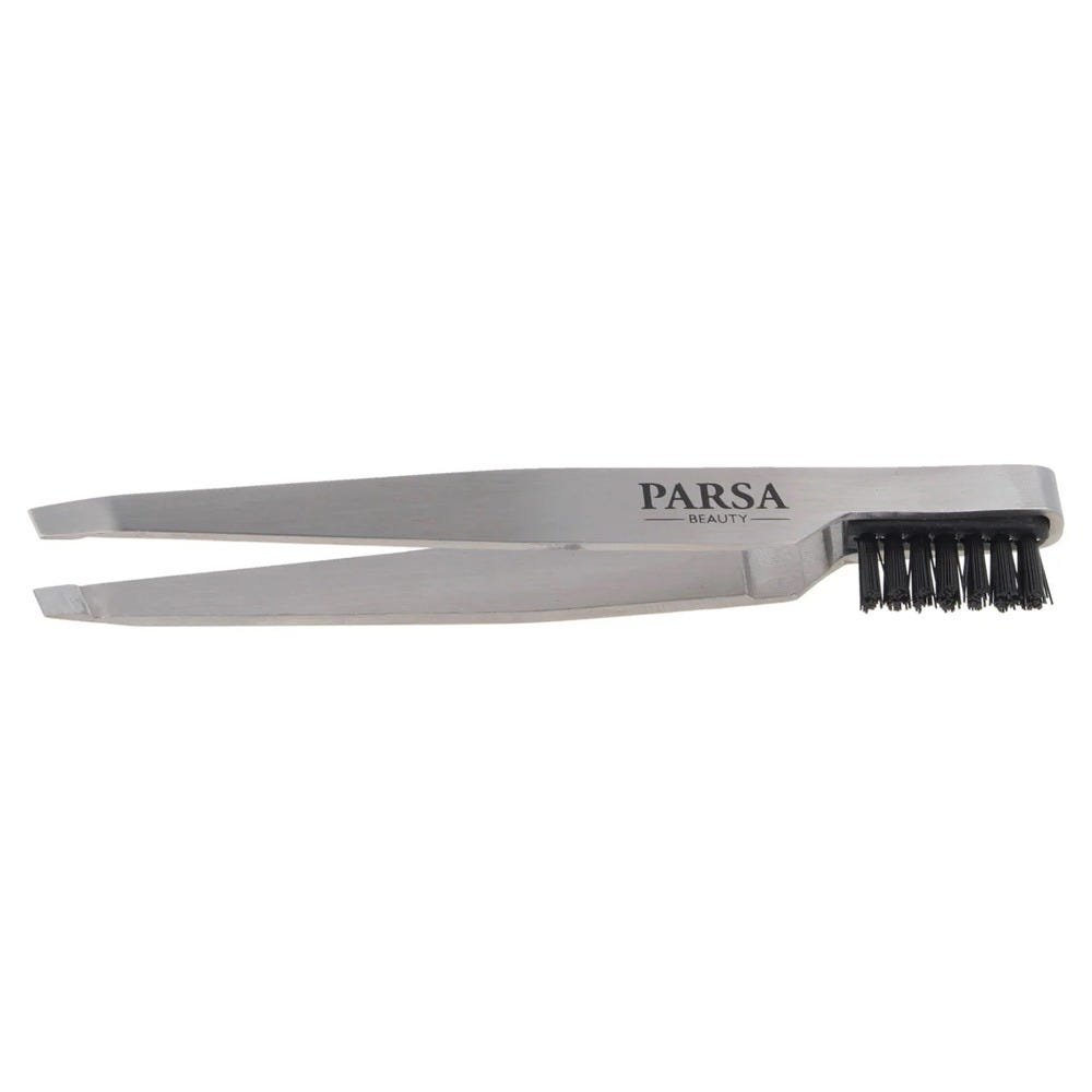 PARSA Beauty Pinzette mit Augenbrauenbürstchen 2 in 1