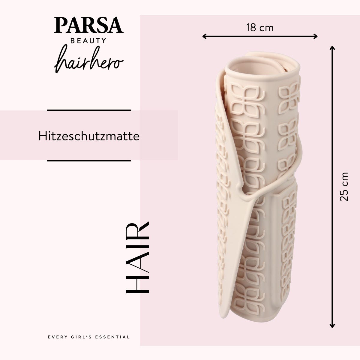 PARSA Beauty Hitzeschutzmatte mit Logo eingeprägt