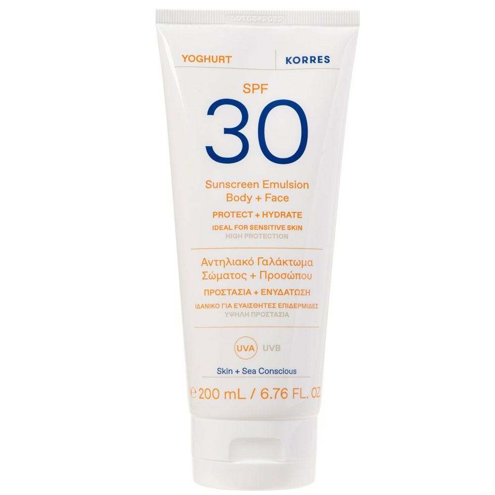 Korres Yoghurt Sonnenschutz-Emulsion für Körper und Gesicht SPF30 200 ml