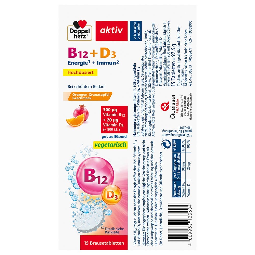Doppelherz B12 + D3 Brausetabletten 15 Stück