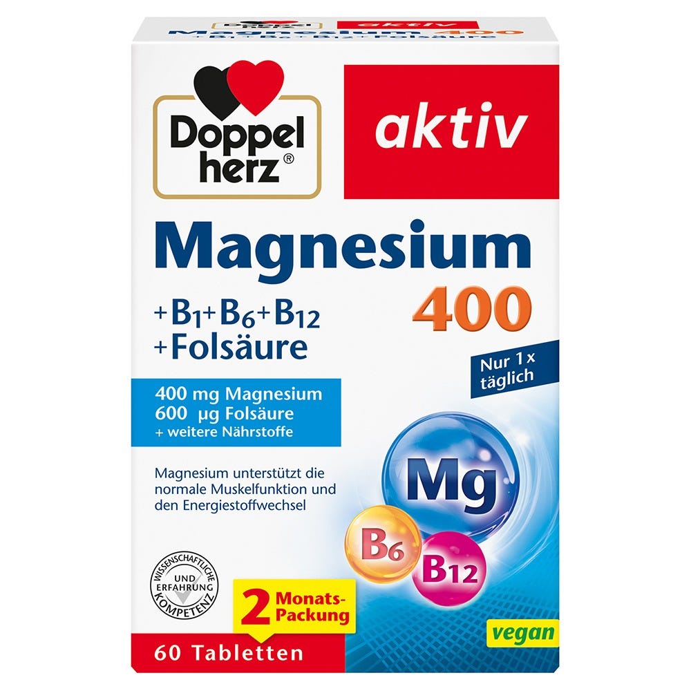Doppelherz Magnesium 400 +B1+B6+B12+Folsäure 60 Stück