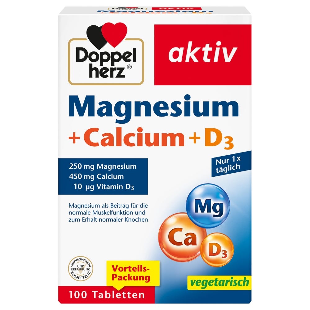 Doppelherz Magnesium + Calcium + Vitamin D3 100 Stück