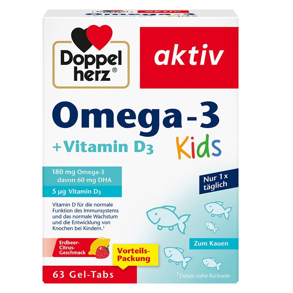 Doppelherz Omega-3 + D3 Kids Gel-Tabs 63 Stück