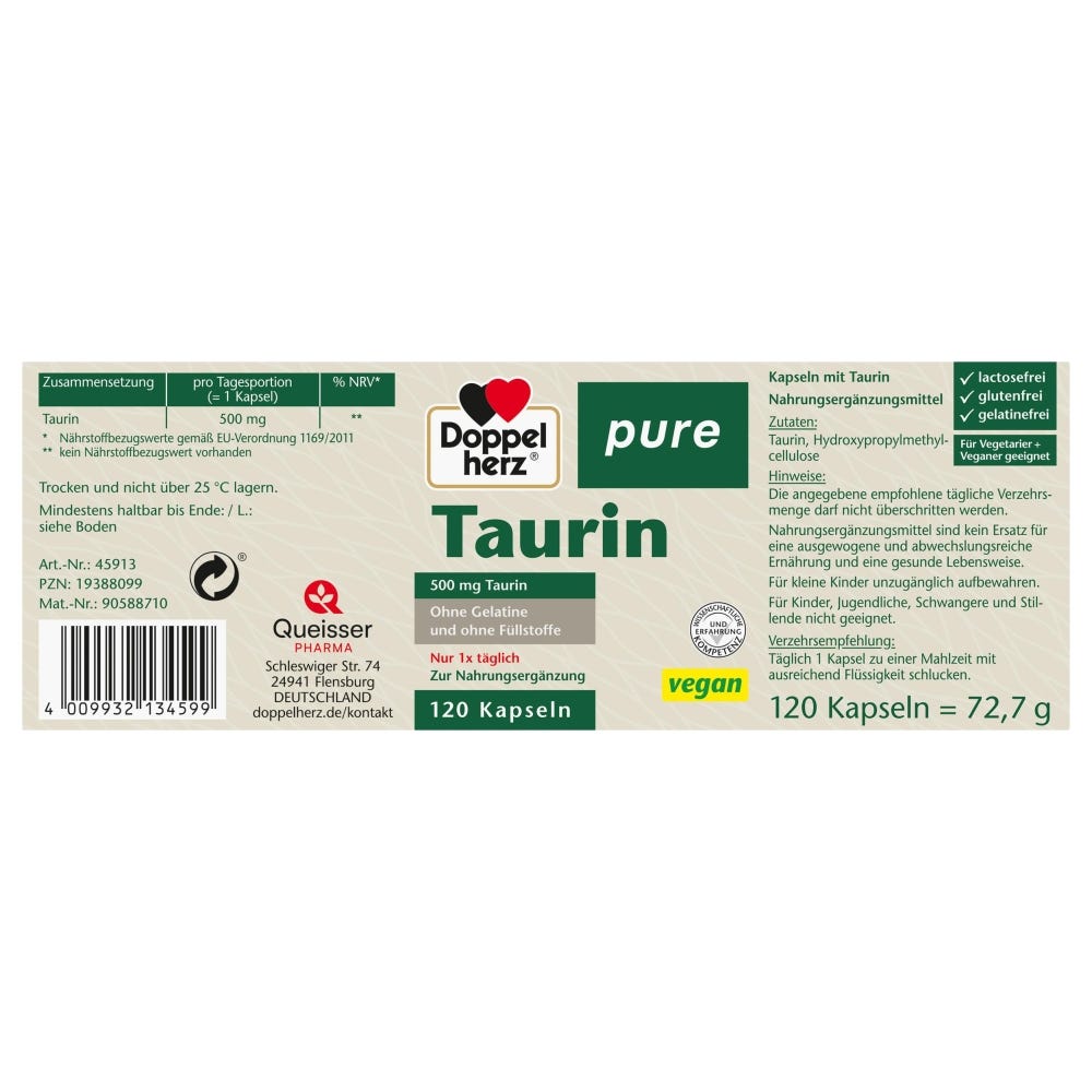 Doppelherz Pure Taurin 500 mg 120 Stück