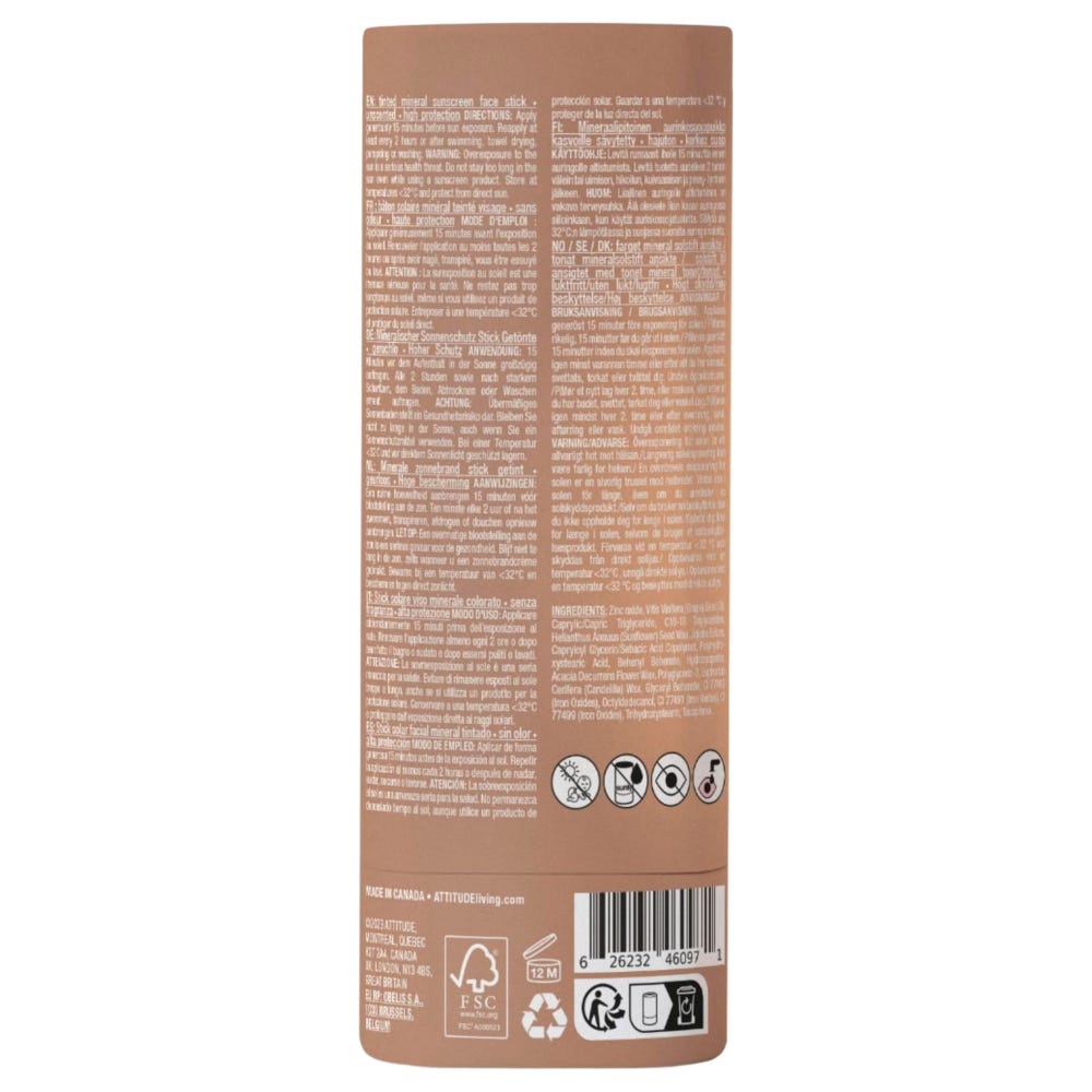 Attitude – Clean Beauty Sunly Tinted Face Stick SPF 30 Unscented 20g