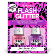 Artistic Nail Design Flash Glitter Glow In The Dark Kit - Pink & Purple 30 ml