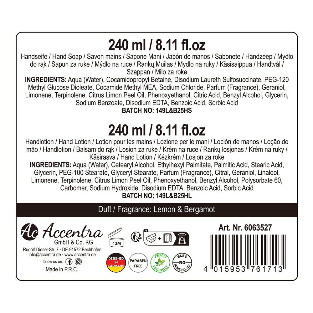 Accentra Handpflegeset Essentail BotanicalsGeschenkbox Lemon & Bergamot