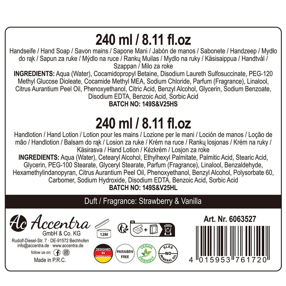 Accentra Handpflegeset Essentail Botanicals Geschenkbox Strawberry & Vanilla