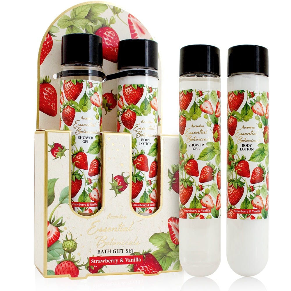 Accentra Badeset  Essentail Botanicals in Geschenkbox Strawberry & Vanilla