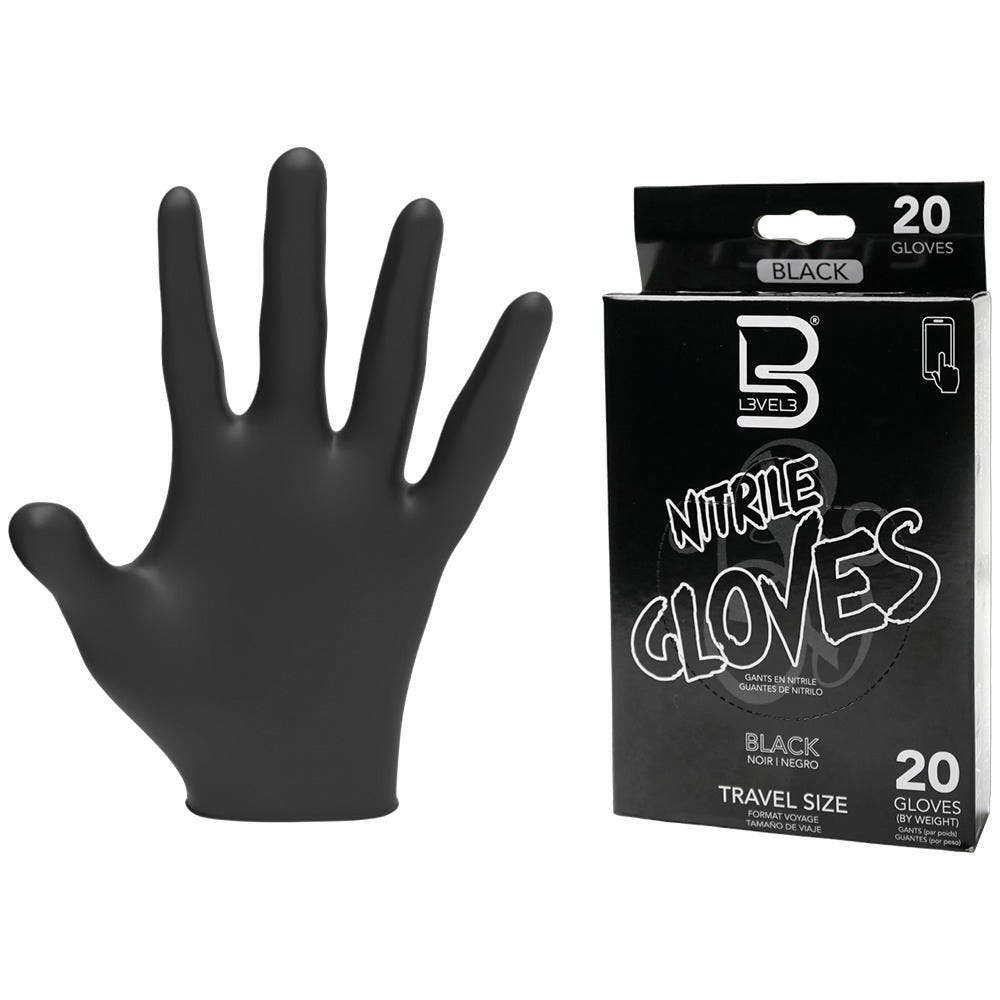 Level3 Nitrile Gloves Small Black Travel Size