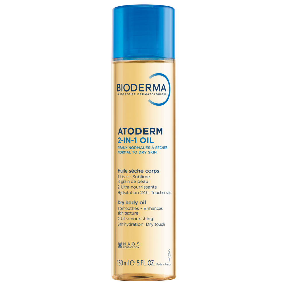 BIODERMA Atoderm 2-in-1-Oil - peelendes Körperöl gegen Schwangerschaftsstreifen 150 ml