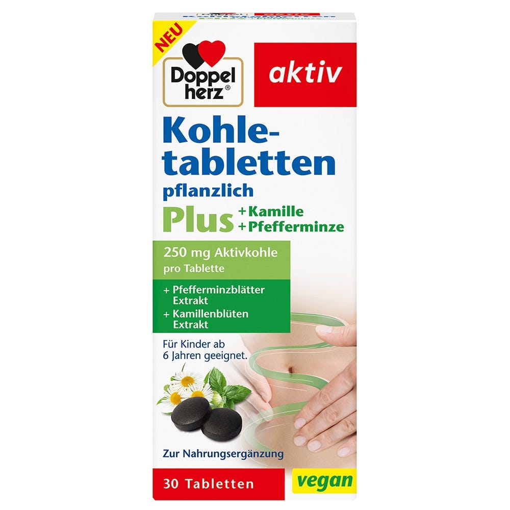 Doppelherz Kohletabletten + Kamille + Minze Tabletten 30 Stück
