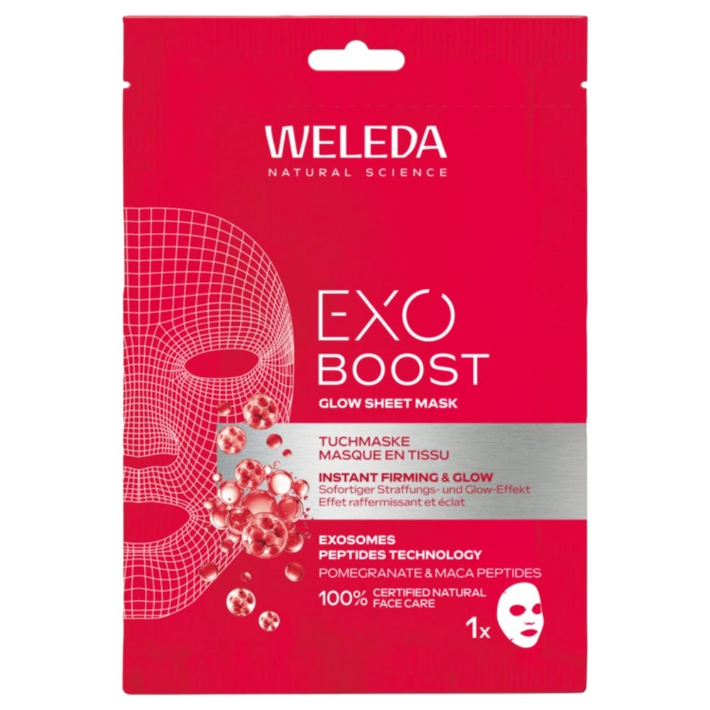 Weleda Exo Boost Youth Power Glow Tuchmaske Granatapfel 1 Stück